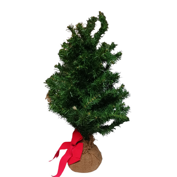 Rustic Tabletop Christmas Tree 20”-24” Vintage Burlap Base Holiday Décor Country - Picture 5 of 9